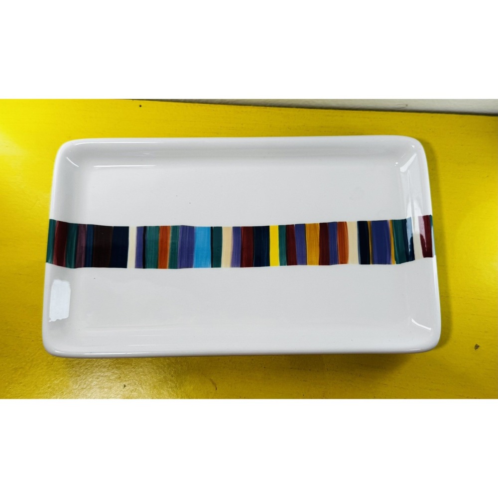 HAVANA Tabletops Unlimited Dish 8" Bright Stripes Hand Painted